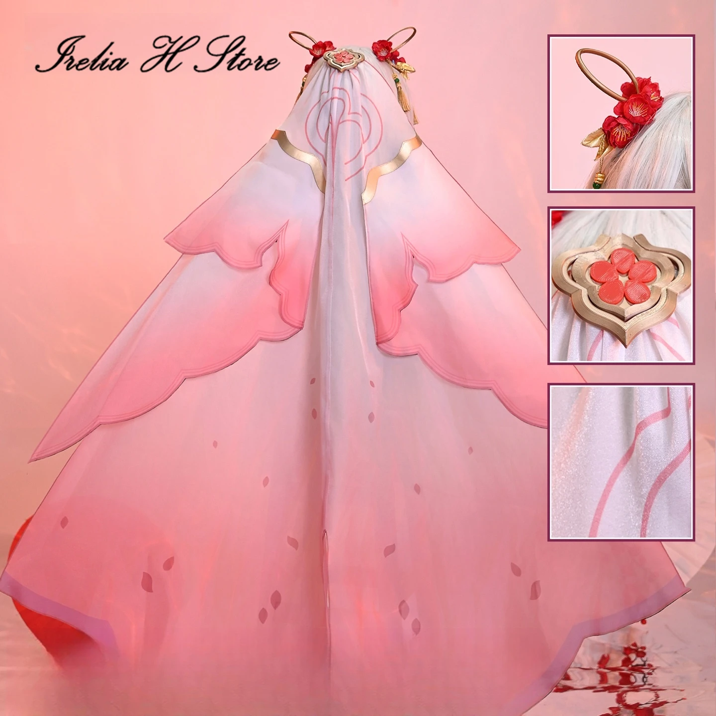 Irelia H Houkai Impact 3rd Theresa Apocalypse Kostum Cosplay Kostum Permainan Sumpah Bulan Gaun Wanita