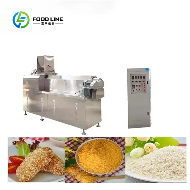 Customized Stainless Steel Twin Screw Extruder Production Line For Automatic Panko Bread Crumb Food Manufacturing Plant
