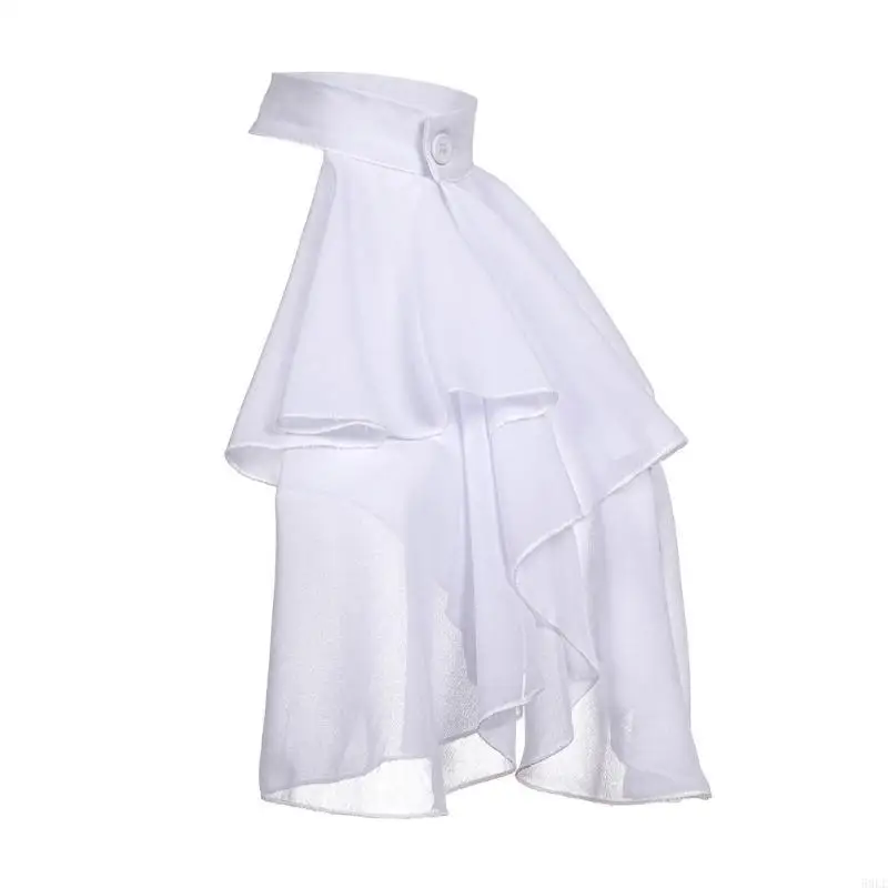 

50L Womens White Съемный галстук Jabot Victorian reffled False воротник для элегантных костюмов и гала -галас
