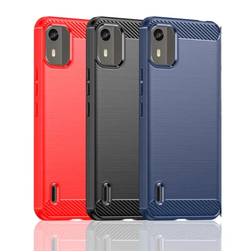 Textura de fibra de carbono tpu caso para nokia c12 pro c22 c32 g22 g400 c100 c200 c21 plus g21 g11 capa protetora à prova de choque fundas