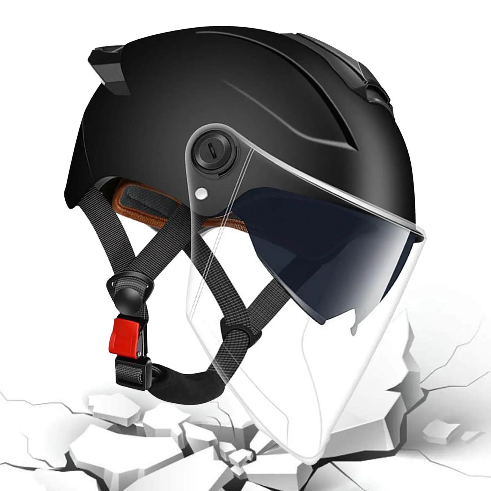 

Motorcycle Helmets Motorcycle Half Face Helmet Protective Gear Double Visor Breathable Headgear For Street Motorbike Sportbike