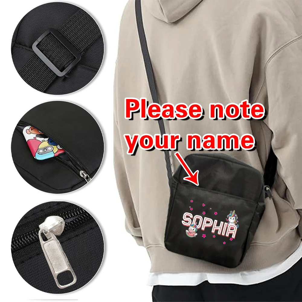 

Сумка через плечо с индивидуальным именем, модный дизайн, большая вместительная сумка через плечо на молнии, повседневный стиль, пакет для хранения через плечо