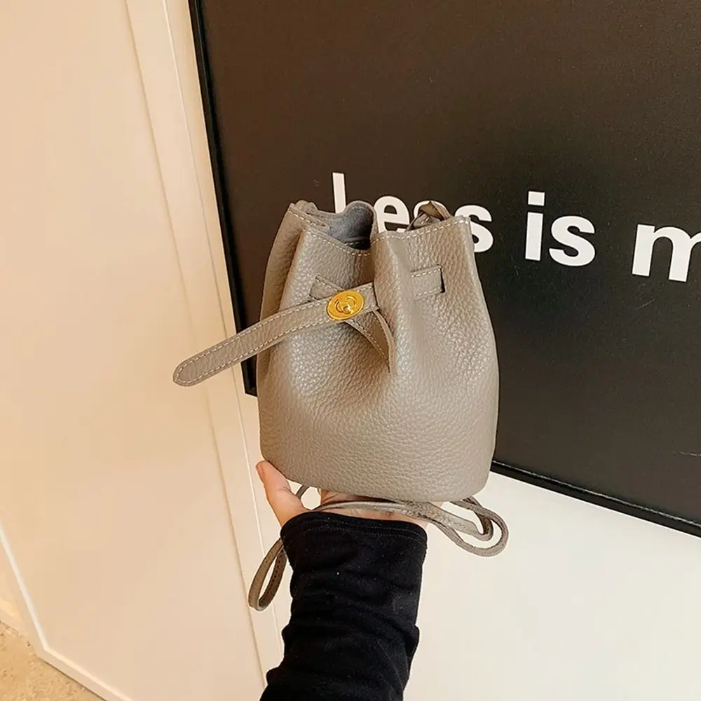 

Simple Pure Color PU Leather Bucket Bag Purse Handbag Crossbody Bag Large Capacity Fashion Shoulder Bag Daily