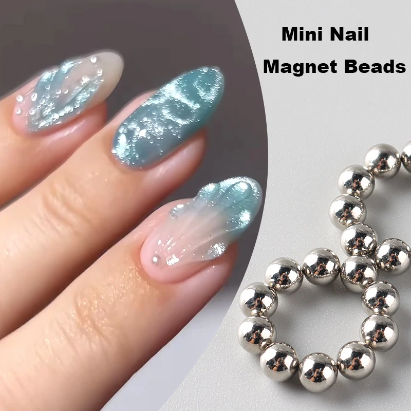 10/20 Stück Sommer-Ozeanwellen-Katzenaugen-Nagelmagnetperlen Glänzende Blumen-Marmor-Wasserwellen-Effekt-Magnetkugeln DIY-Maniküre-Werkzeuge – Detail 2
