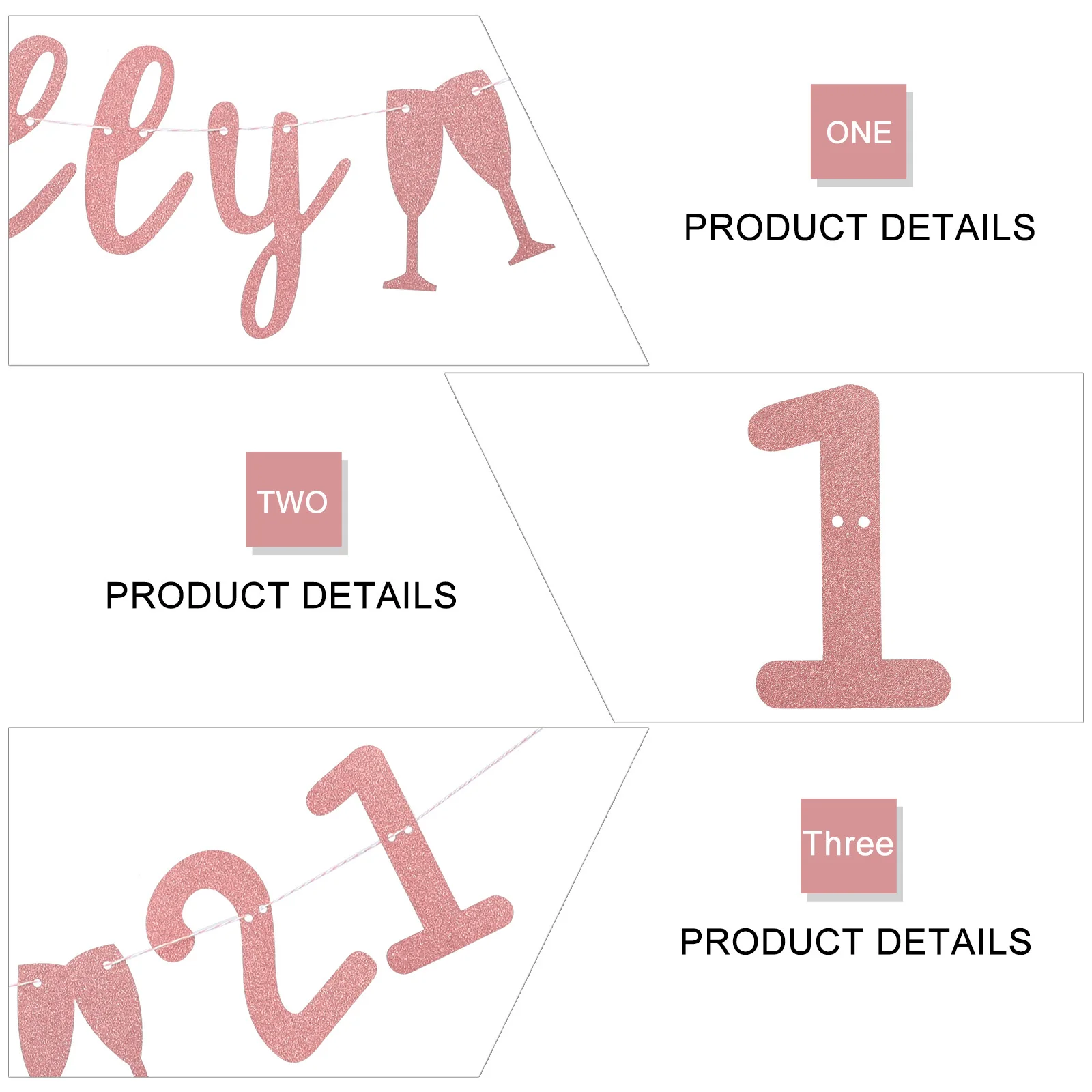 

Rose Gold Branch Decoration for Birthday Stylish Hanging Banner Wreath Finally Simple Paper Tree Practical Pull Flag