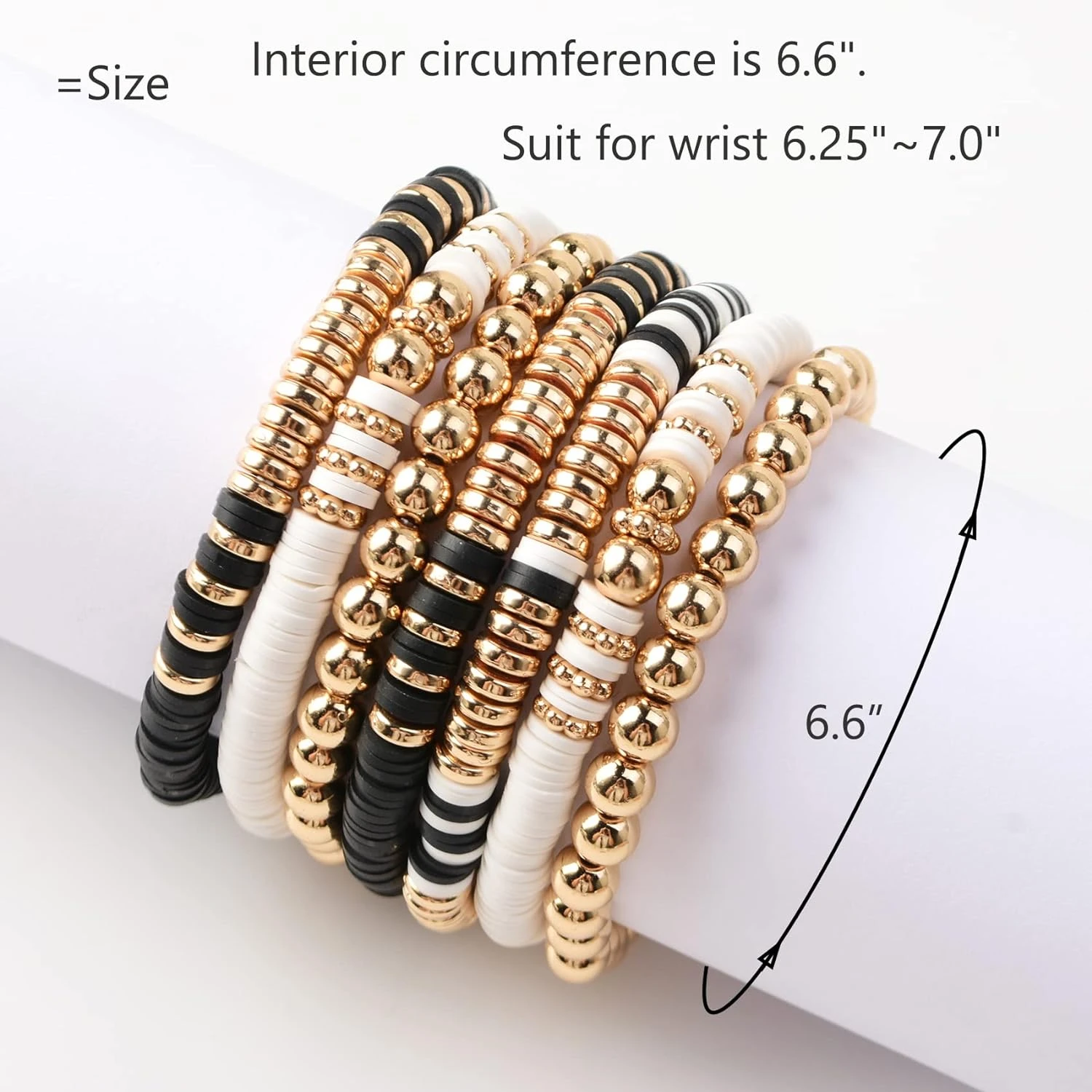 Trendy Bohemian Surfer Heishi Clay Bead Stackable Bracelets - Stylish Elastic Evil Eye Vinyl Disc Bracelets for Women, Layering 