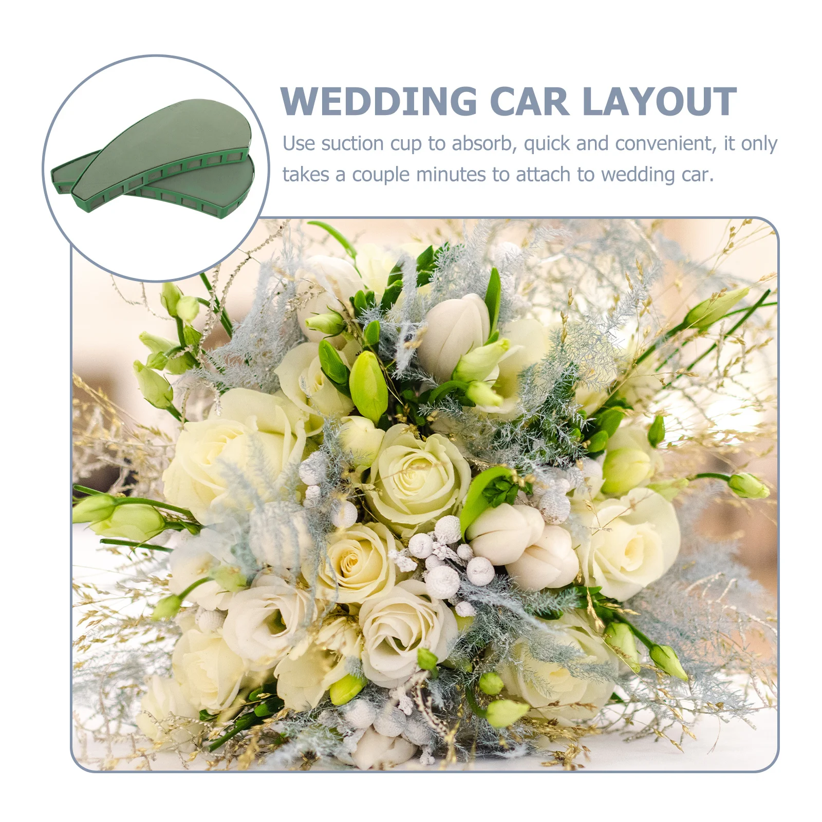 2 stks Auto Front Bloem Lade Halve Maan Zuignap Mount Bruiloft Decor Floral Foam Blokken Voor Verse Kunstbloemen Vervangbaar