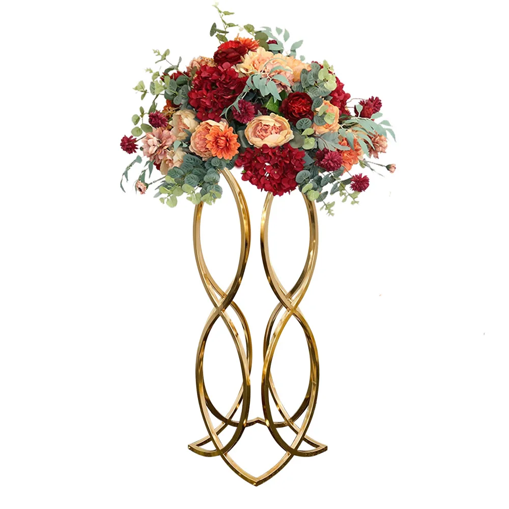 Goldener Metall-Blumenständer als Mittelstück für Hochzeiten, Metallhalterung für Blumen-Mittelstücke, 4-10 Stück – Detail 6