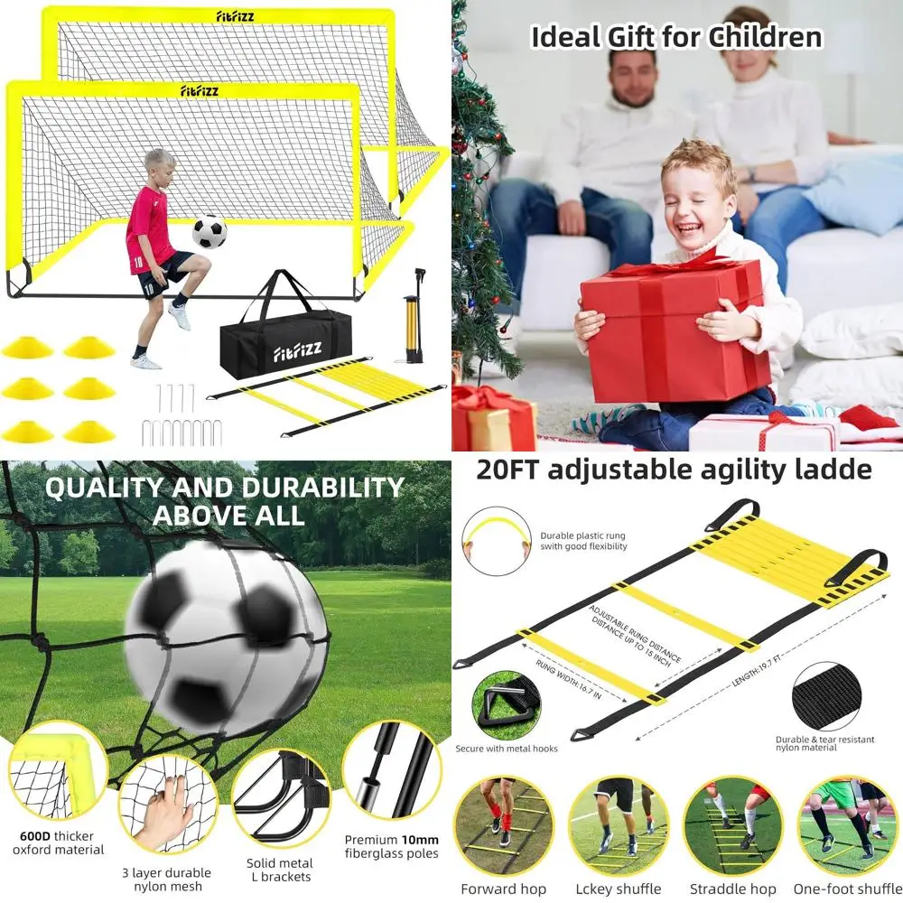 

Portable 6x4ft Soccer Goal Set with Ball, Ladder, and Cones for Backyard Training