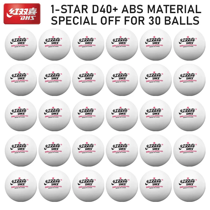 DHS Table Tennis Balls 1 Star D40+ Ping Pong Balls ABS Round Durable Pingpong Bullets for Recreational Level Training Bulk Sales