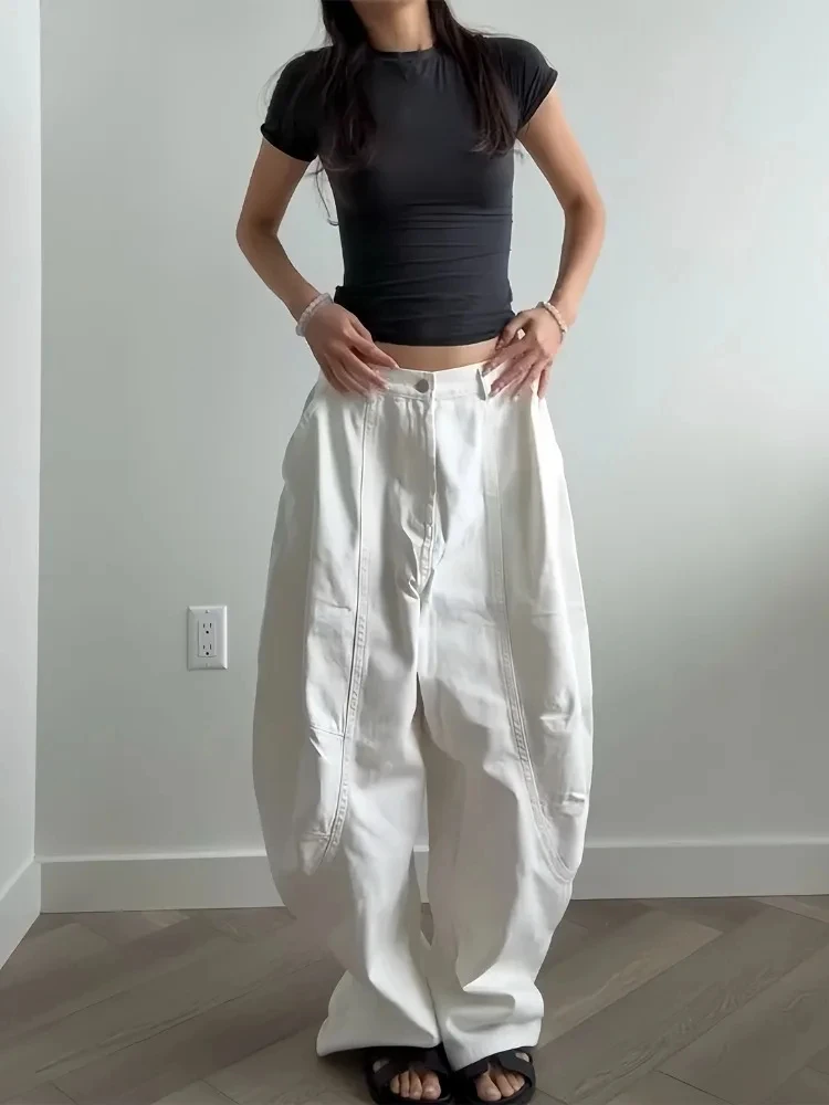 Vintage witte broek voor vrouwen 2025, nieuwe bodems, mode, Y2k wijde pijpen, casual streetwear broek, Pantalon Femme, nieuwe bodems