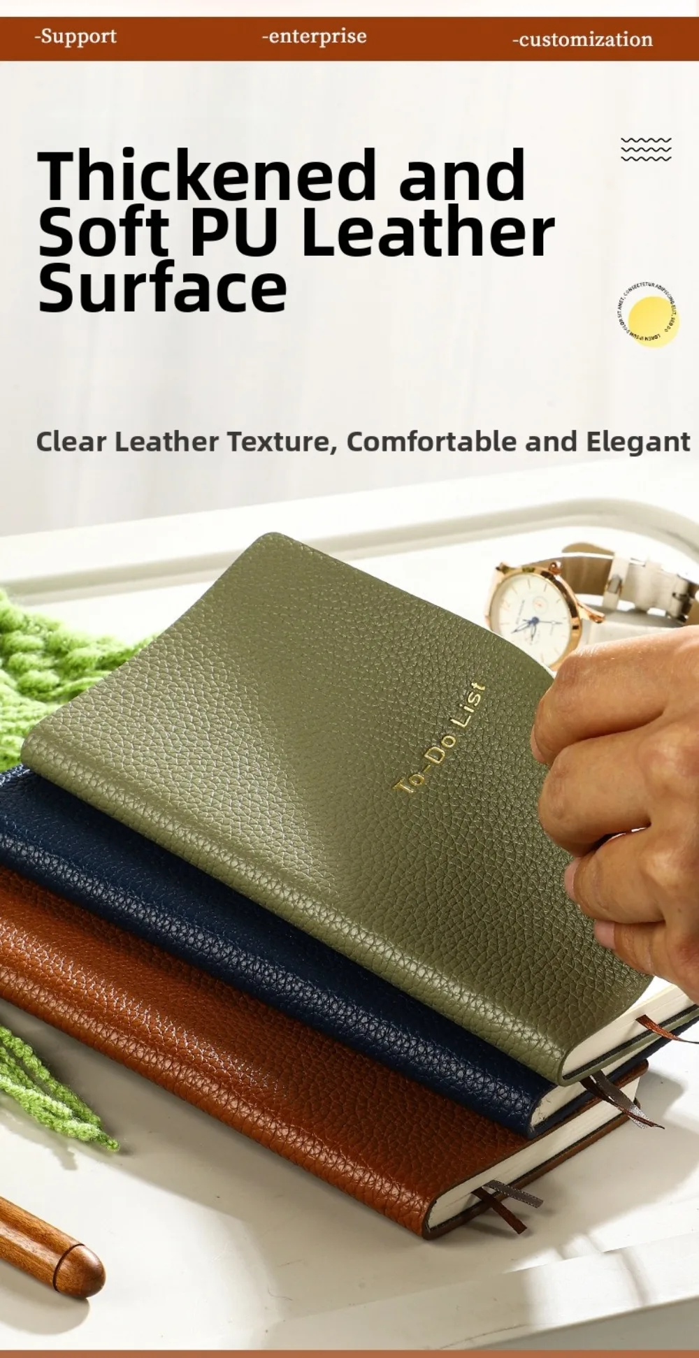 Tragbares A6-Notizbuch für To-Do-Listen, Business-Notizbuch mit PU-Ledereinband, Planungsnotizbuch im Taschenformat, Tagesaufgabenplaner – Detail 8