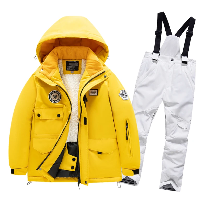 Winter Children Thermal Ski Suit Boys Girls Skiing Jacket Pants Set Windproof Waterproof Snowboarding Snowsuit Teenagers