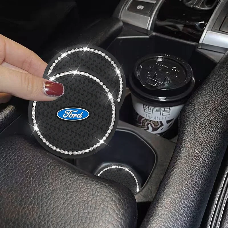 2pcs Non-slip Car Water Cup Pad For Ford MK3 MK4 MK5 Fiesta Ecosport Kuga Explorer Edge Mustang 3 4 ST Mondeo Auto Accessories