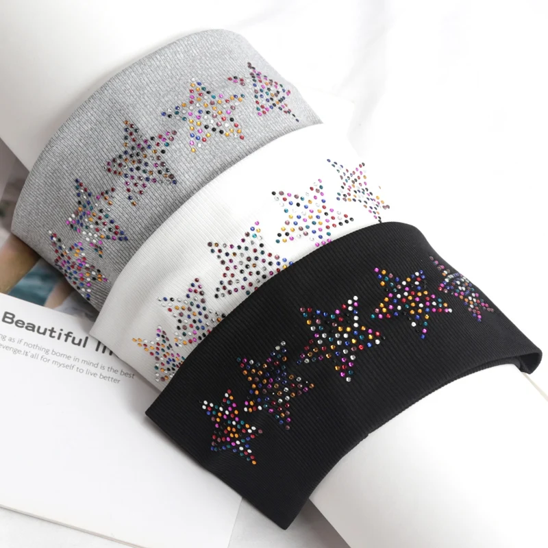 Einfache, modische, schwarze, elastische Haarbänder für Mädchen, rutschfest, weiches Haar-Accessoire, Sterne, Kopfwickel für Frauen, Yoga, Workout, Stirnband – Detail 5