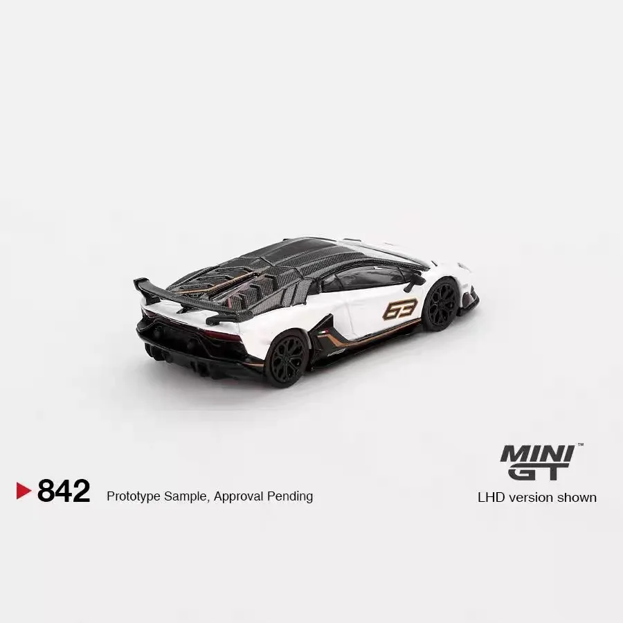 1:64 Minigt # 842 Lamborghini Aventador SVJ 63 modelo de carro em liga metálica, ornamento