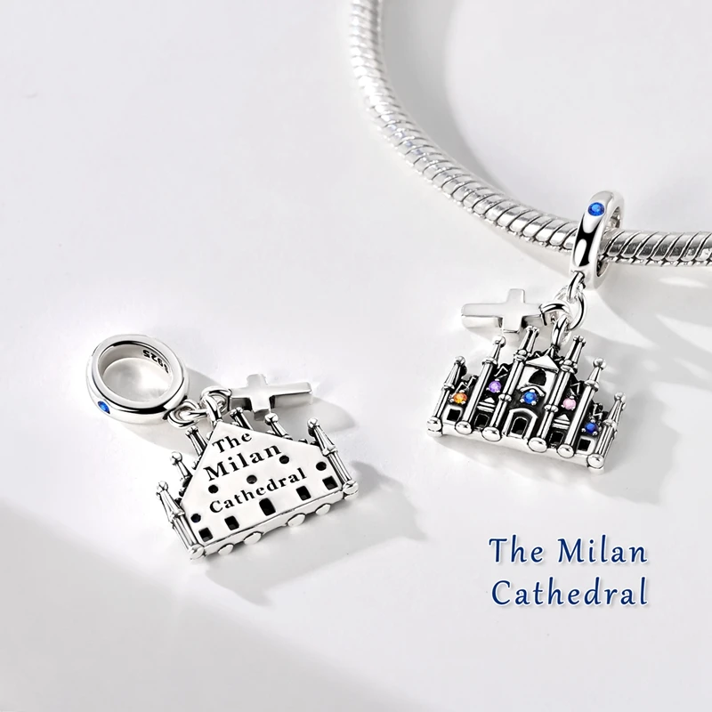 925 Sterling Silver Cathedral Building Charm Pendant Fit Original Bracelet DIY Women Fashion Exquisite Anniversary Jewelry Gifts