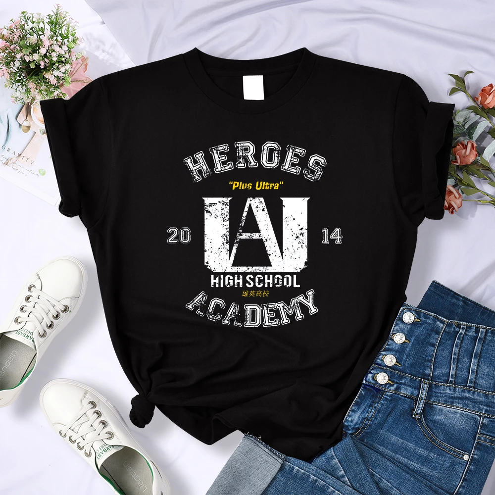 Ua - Hero Academy Retro Y2K Women'S Tshirt Simple Oversize T Shirt Summer Casual Tee Shirts Breathable Comfortable Tshirts Women