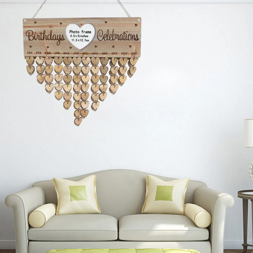 

Family Birthday Board Wooden Wall Calendar with Engraved Discs No Tools Assembly Design Ideal for Dorm Room Office