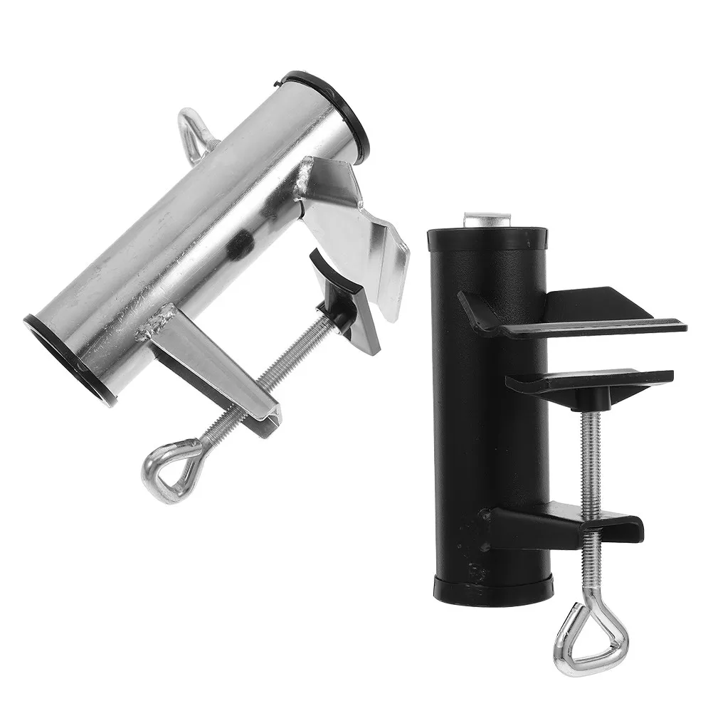 2Pcs Outdoor Umbrella Fixing Clip Heavy Duty Iron Clamp Adjustable Deck Mount Holder for Balcony Patio Beach Garden Table