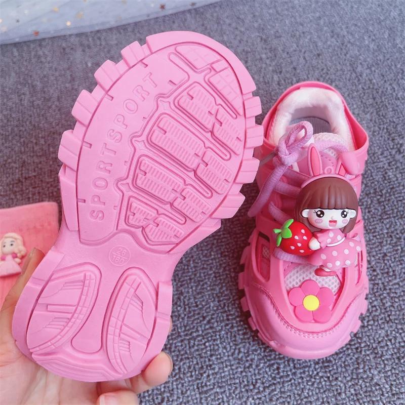 Girls Sneakers 2023 Summer Autumn Kids Fashion Casual Sports Running Trainers Cute Cartoon Breathable Soft Sole Baby Socks Shoes