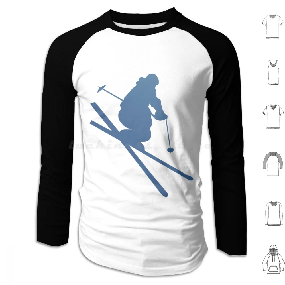 Ski Long Sleeve Hoodies Long Sleeve Skiing Skier Ski Snow Snowboard Skiing Lover Funny Skiing Cross Country Skiing