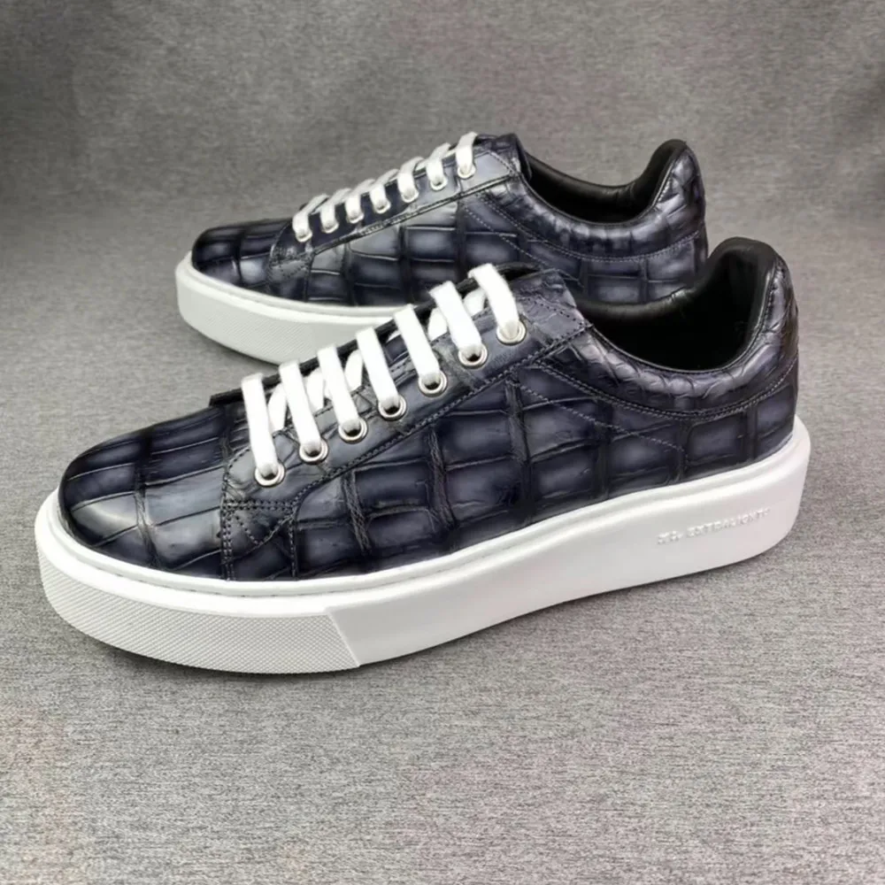 2026 New Fashion Authentic Crocodile Leather Casual Men's Shoes Men's Leather Sneakers Casual Sneakers