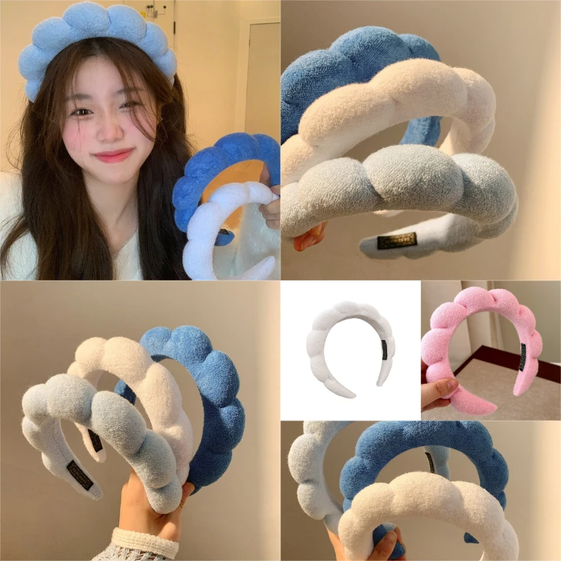 Diadema de esponja a la moda para mujer, accesorios para el cabello, banda para la cabeza multifunción para lavado de cara, eliminación de maquillaje, banda para el cabello para ducha