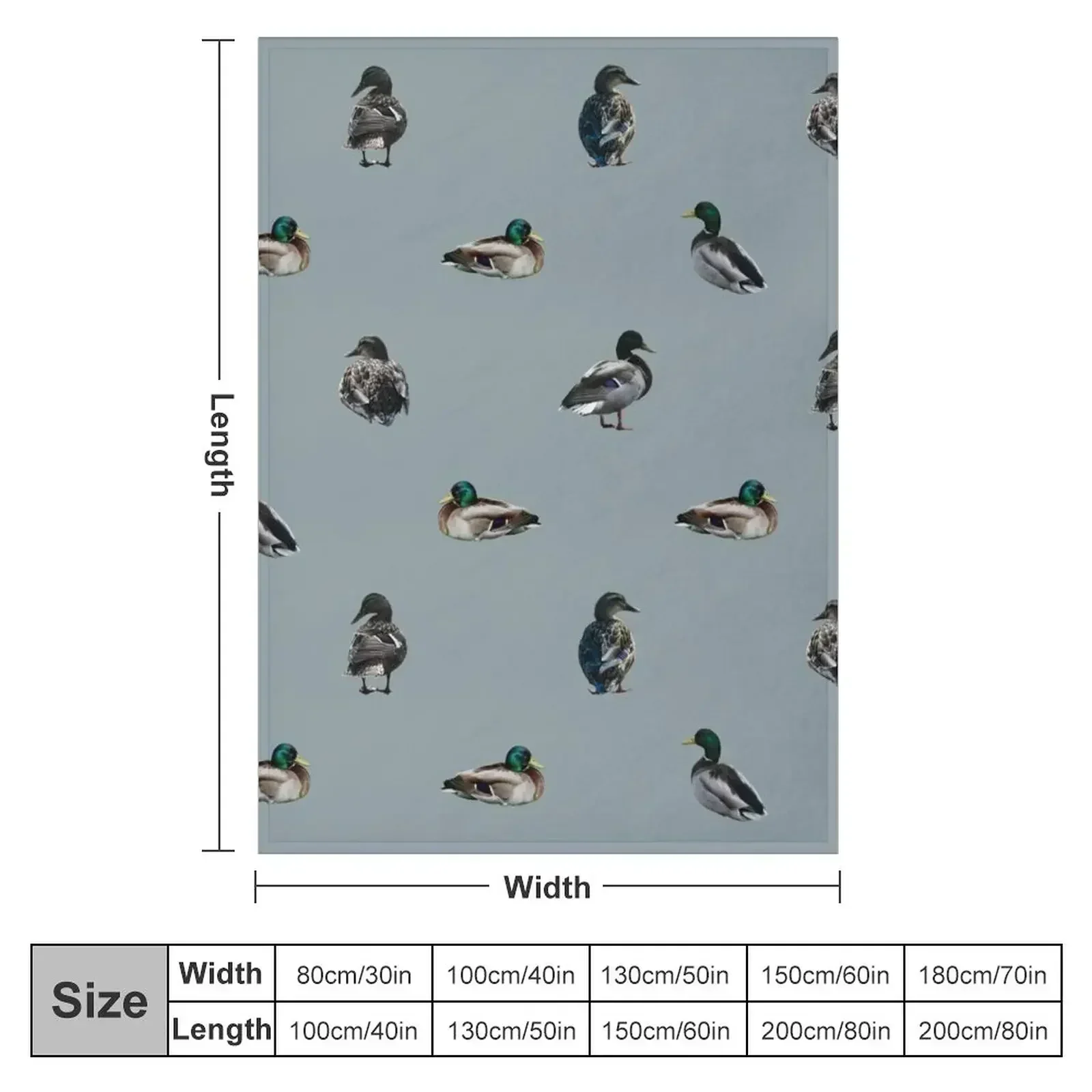 Mallard Duck Pattern Print Throw Blanket couch cozy soft plush fuzzy picnic outdoor blanket