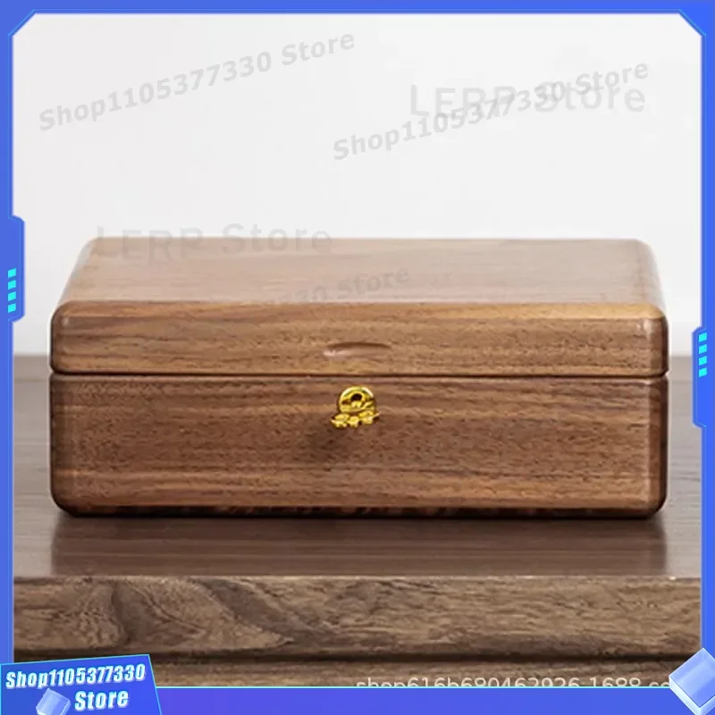 Black Walnut Solid Wood Jewelry Box Double Layer Retro Design Storage for Rings Necklaces Exquisite Wedding Gift Organizer