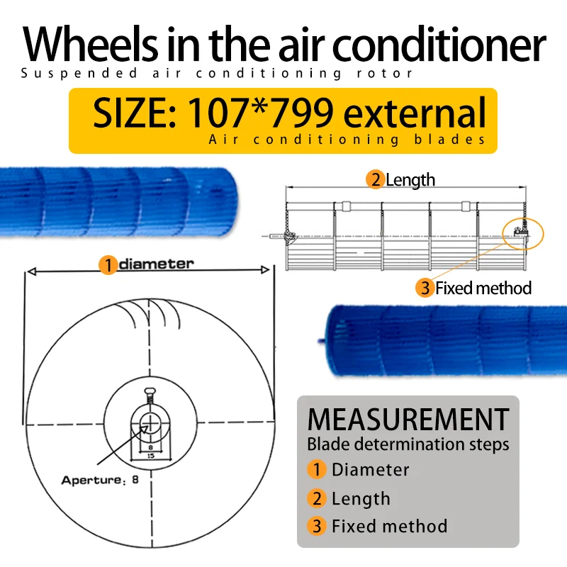 Hanging air conditioner rotor air conditioner blade room rotor through flow fan blade fan blade107*799out