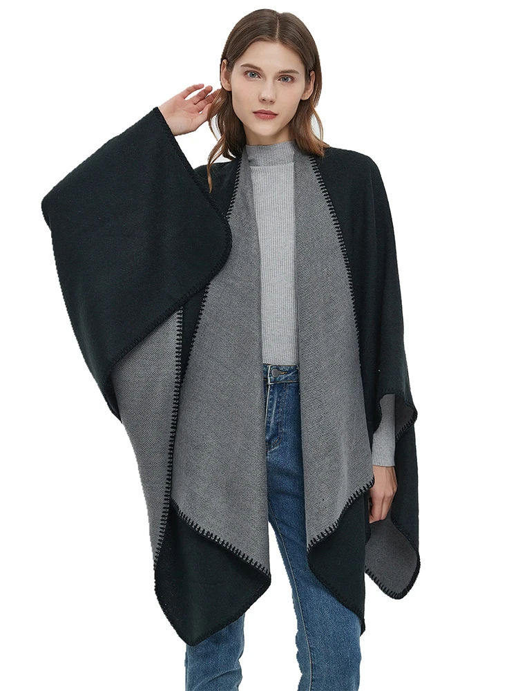 Fashion Autumn Winter Solid Scarf Women Ladies Layers Ponchos Scarve Warm Capa Para Mujer Pashmina Female Cloak Thick Wrap Shawl