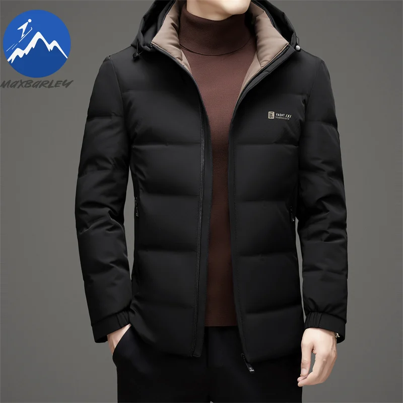 

Maxbarley Men Down Jacket New Hooded Outdoor Sports Warm Lightweight Puffer Jacket Casual Travel Thicken Windproof Winter Coat