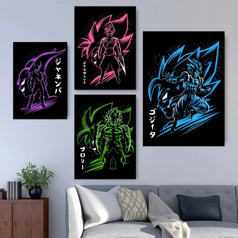 

Canvas Wall Art Decoration Dragon Balls Goku Canvas Poster Kids Anime Pictures Characters Decorative Paintings Home Decoration