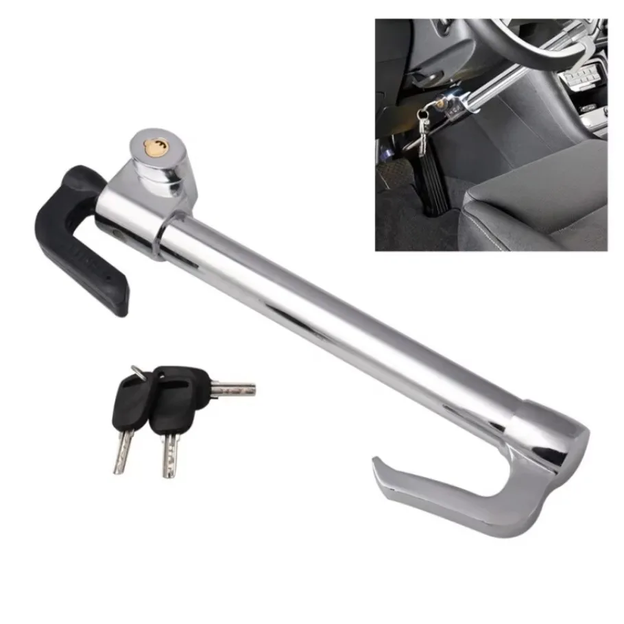 1PC Car Steering Wheel Anti-Theft Lock Brake Lock Retractable Double Hook Car Clutch Pedal  For  Truck SUV Van Security