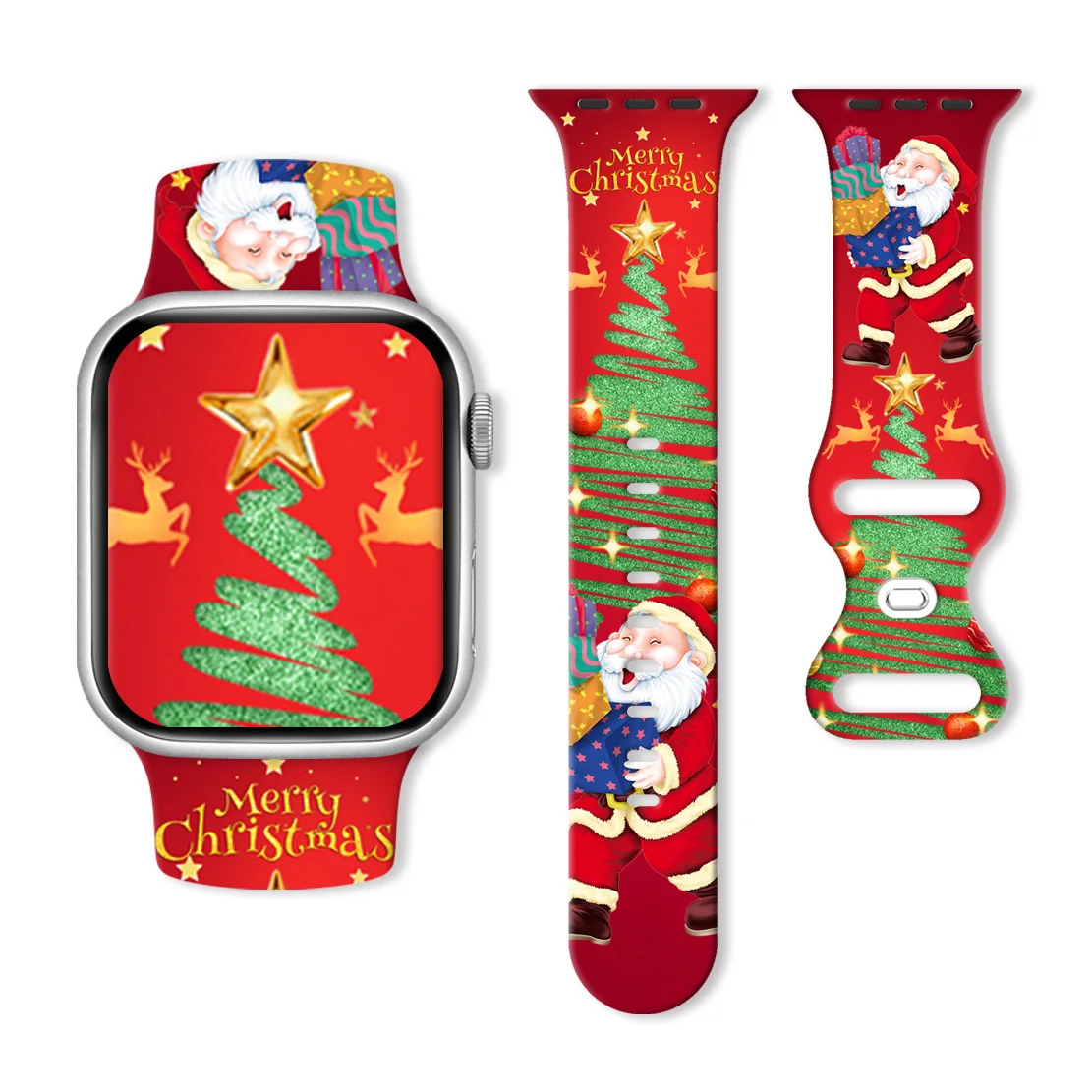 Kerst 6 bedrukte band voor Apple Watch 46 mm 45 mm 42 mm 40 mm 38 mm 49 mm horlogeband vervangbare armband voor iWatch 11 10 9 8 band