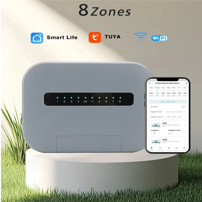 ABGG-Tuya Wifi controlador de aspersor inteligente para interiores controlador de aspersor inteligente para interiores sistema de riego Control remoto 8 zonas EU Pl