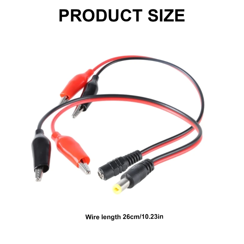 Cáp Nguồn DC5.5x2.1mm Có Kẹp Cá Sấu, Cáp Nguồn Nam/Nữ Để Sạc Và Kiểm Tra Pin 26Cm