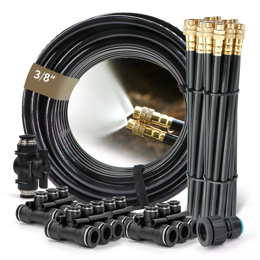 3/8'' 8/11mm Garden Atomizing Cooling System Kit Orchard Garden Automatic Watering Cooling Components Flexible Adjustable Nozzle