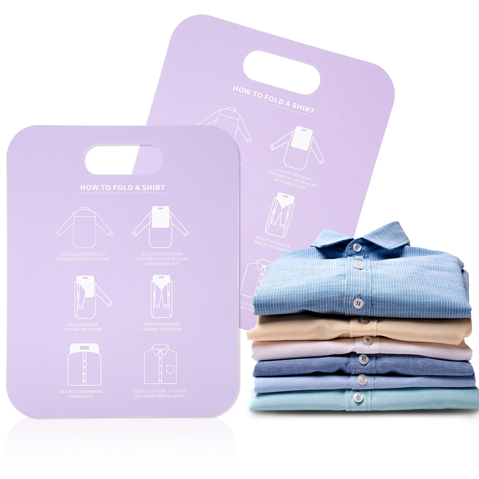 2pcs Shirt Folding Pp Material Space Saving Clothes Organizer Anti Wrinkle Board For T Shirts Collared Shirts Long Sleeve