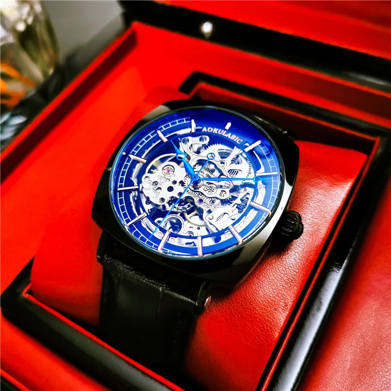 Stainless Steel New Full Skeleton Tourbillon Luminous Waterproof Self-Wind Automatic Mechanical Watch for Men