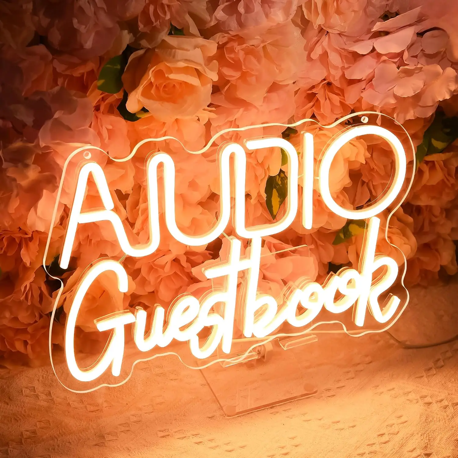 Audio Guestbook LED Neon Sign USB Powered Neon Light Wedding Reception Party Bridal Shower Event Venue Photo Booth Bar  Decor