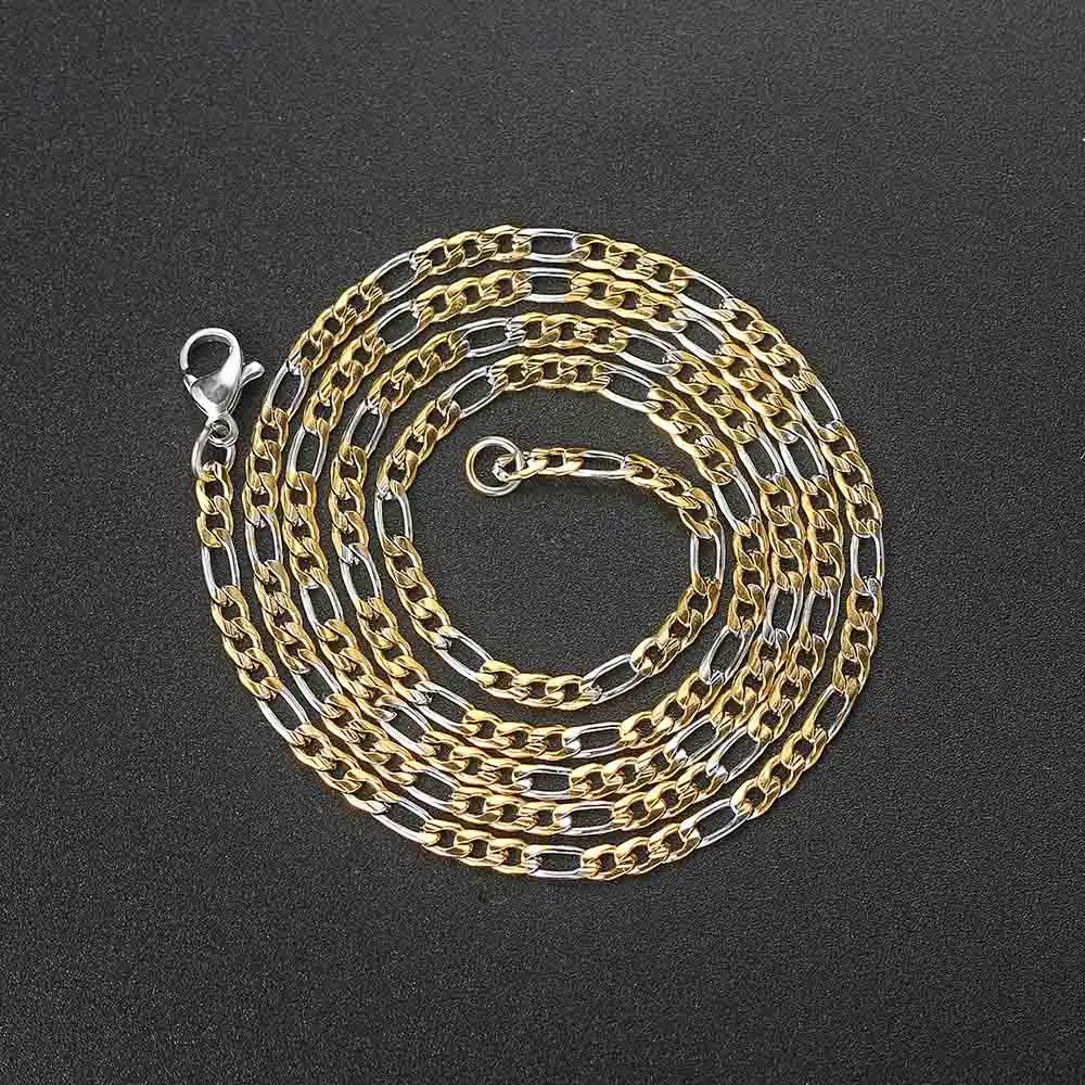 Rapper's Hip Hop Figaro Chain Necklaces For Men Women Simple 3MM Stainless Steel Miami Cuban Chains Choker Necklace Jewelry C025