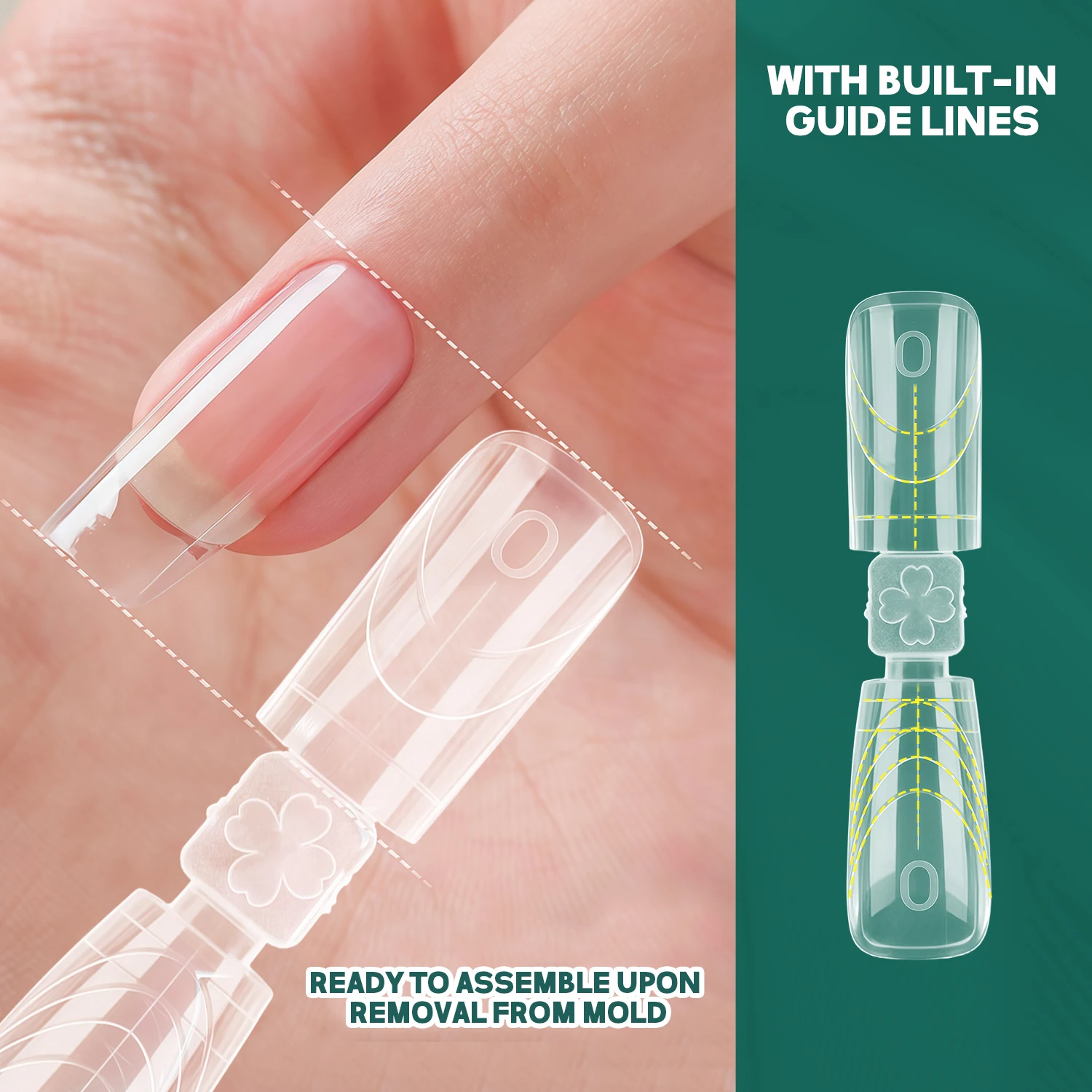 Nailpop Double-Sided Dual Forms Nail Molds Full Cover Poly Nail Gel Extension Square Coffin Acrylic Nail Tips Top Forms 150 pcs