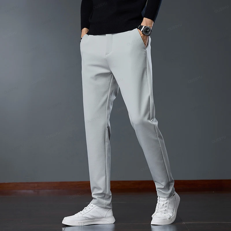 Autumn Winter High Quality Casual Pants Men Business Slim Elastic Waist Jogger Outdoors Korean Thick Classic Work Suit Trousers