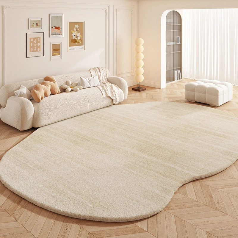 Irregular Shape Rugs for Bedroom Cream Style Living Room Decoration Plush Carpet Fluffy Soft Study Rug Washable Lounge Floor Mat