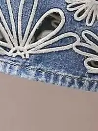 

Spring/Summer Women Floral Hollow Denim Shorts High Waist A-line Pocket Fashion Casual Short Jeans