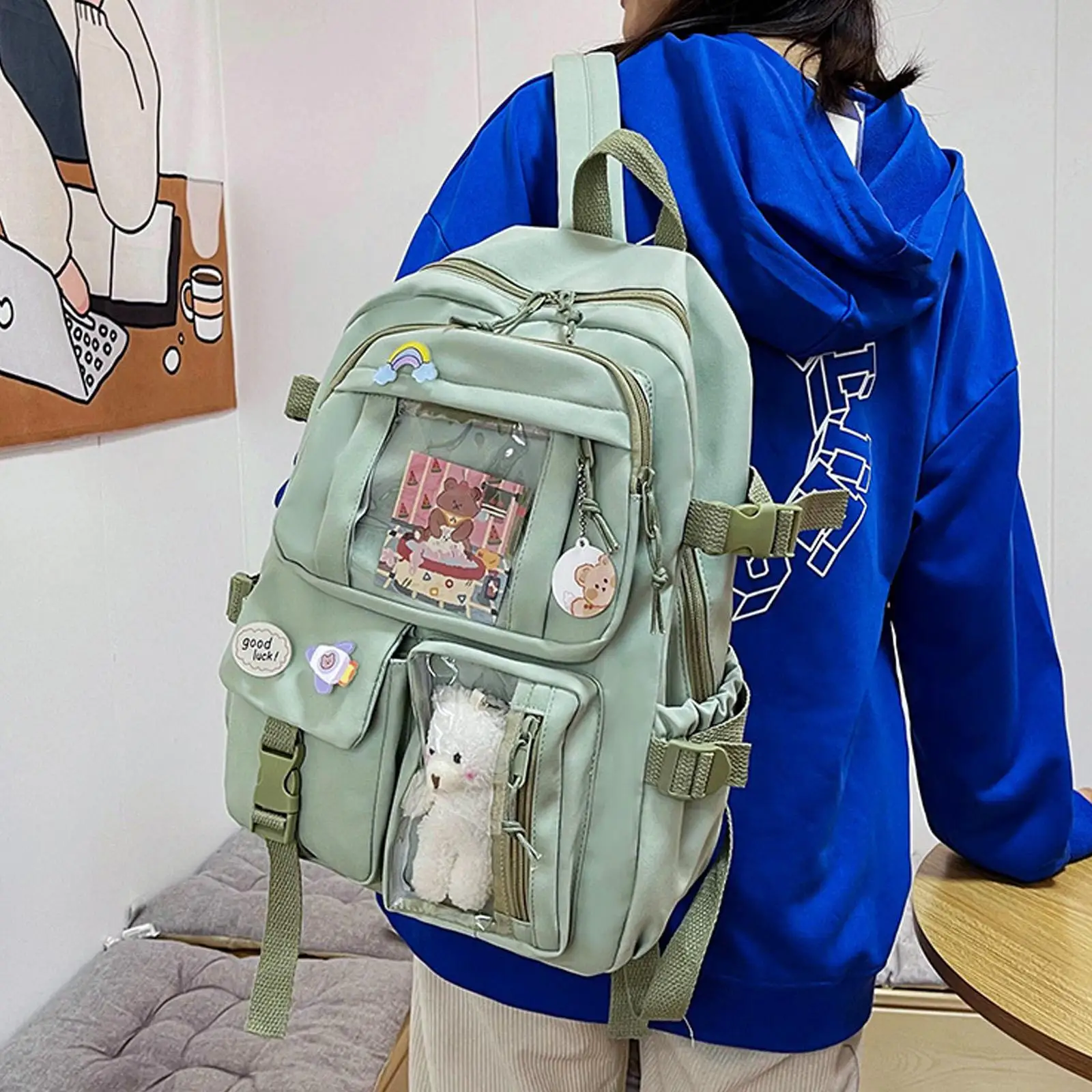 New Backpack Light School Bag Korean Version Of Casual Backpack Fresh Female High School Backpack Transparent Backpack Women