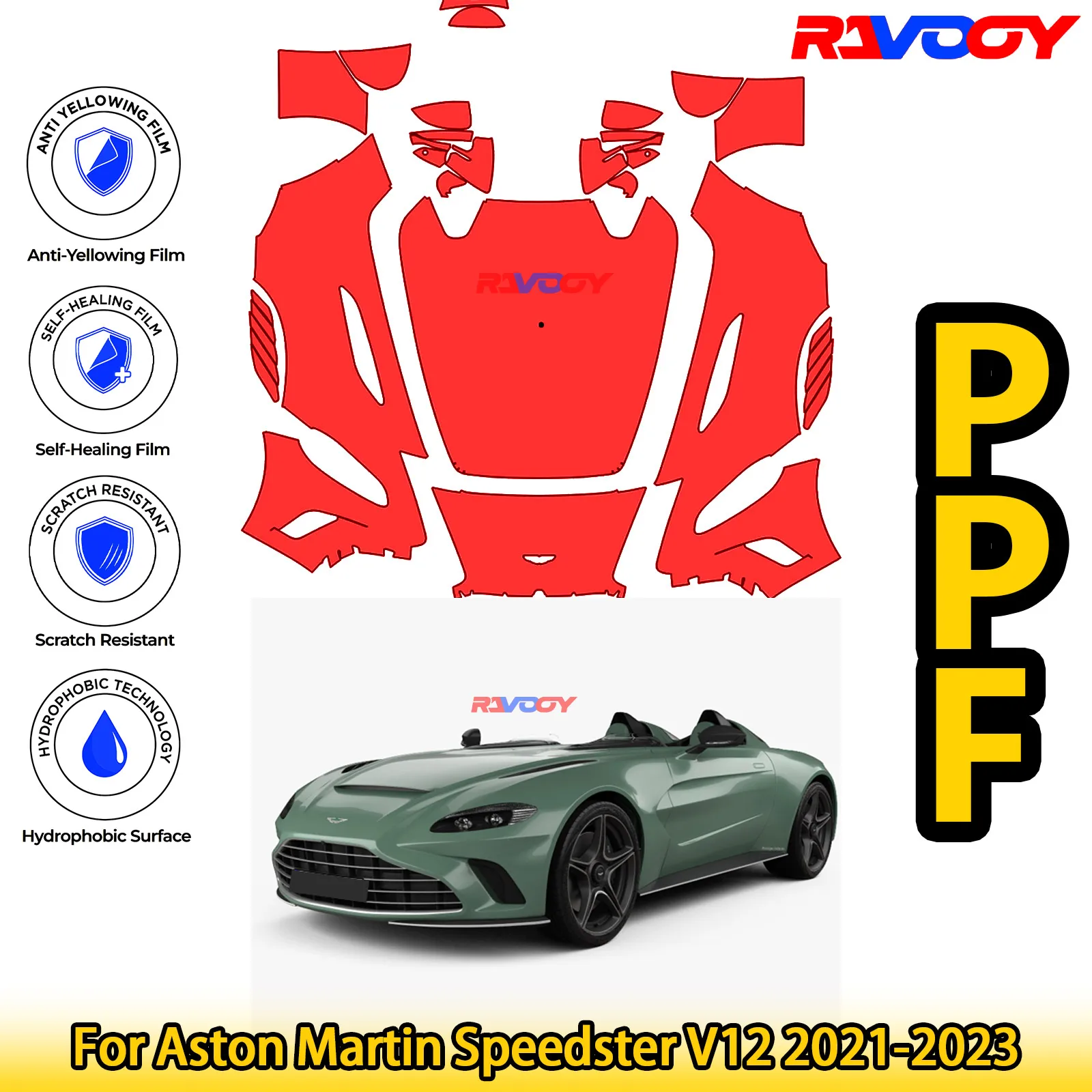 

For Aston Martin Speedster V12 2021-2023 Glossy Matte Black Precut front PPF Kit Paint Protection Film