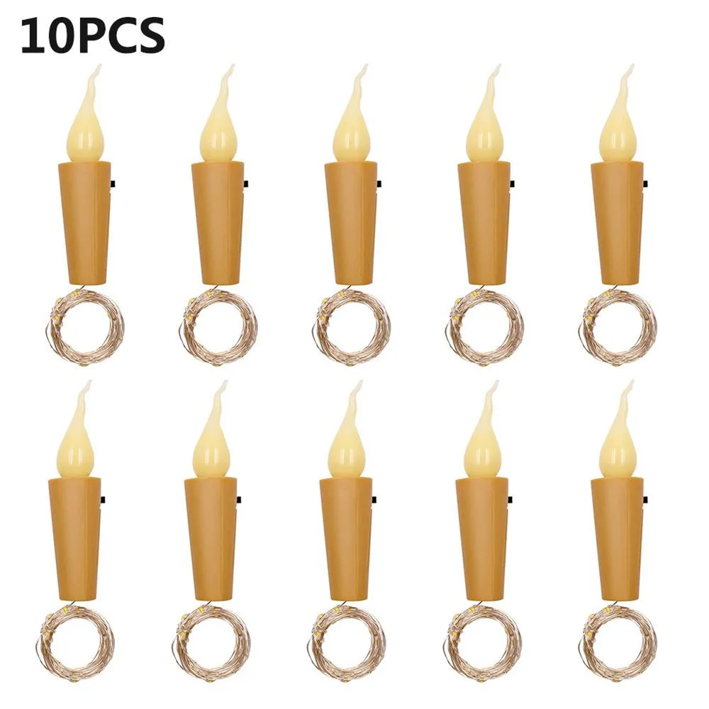 

10PCS 2M 20 Leds Flameless Candle Wine Bottle Cork LED String Lights Christmas Copper Wire Lighting for Party Wedding Deco